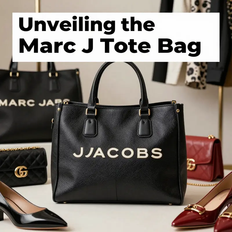 A luxurious Marc Jacobs tote bag displayed with fashion accessories, highlighting the elegance of the brand.