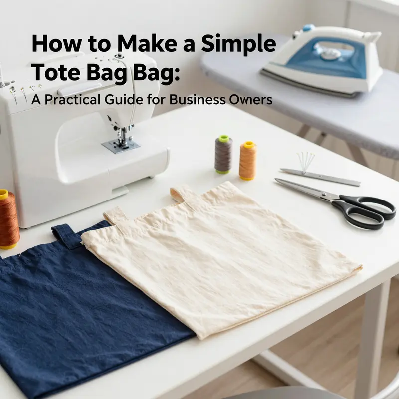 Essential fabrics, sewing tools, and accessories laid out for tote bag production.