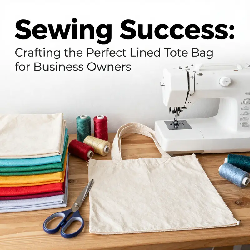 Essential materials and tools for creating a lined tote bag.