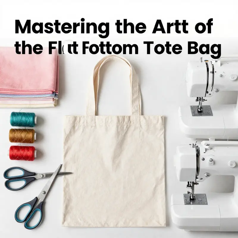 An array of essential materials for sewing a flat bottom tote bag.