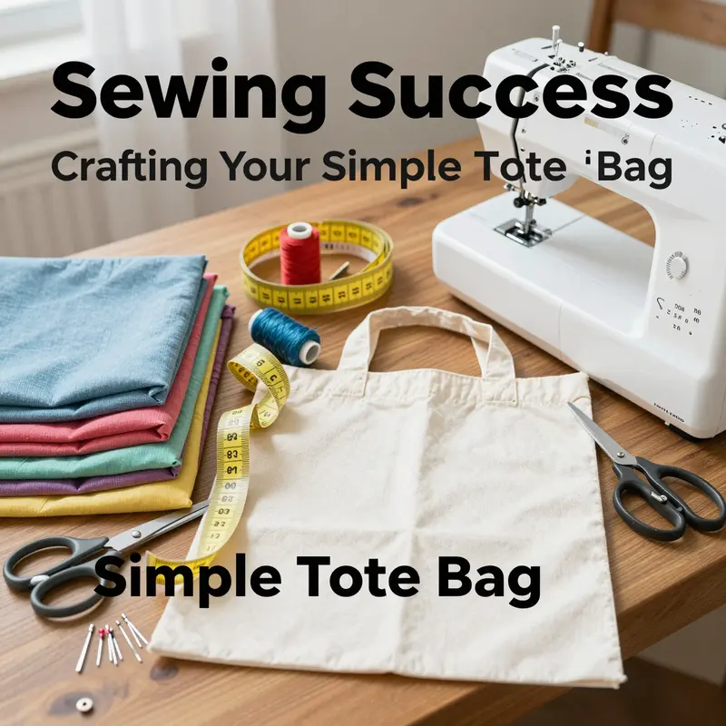 Essential materials required for sewing a simple tote bag.