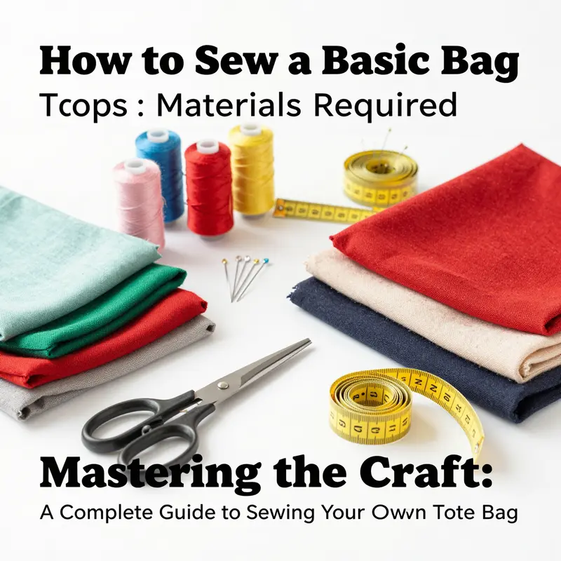 Essential materials needed for sewing a basic tote bag.
