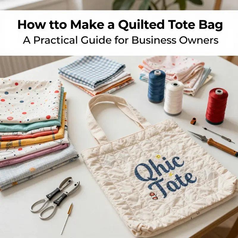Essential materials for crafting a quilted tote bag set out for easy preparation.
