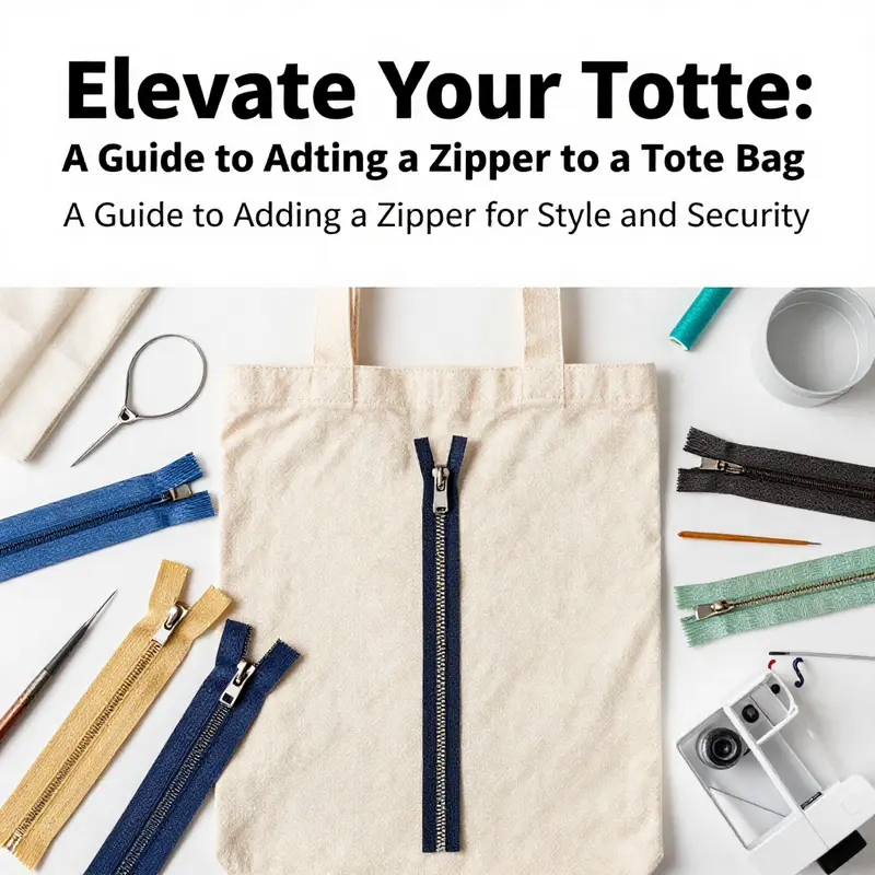 Illustrative guide demonstrating the zipping process on a tote bag.