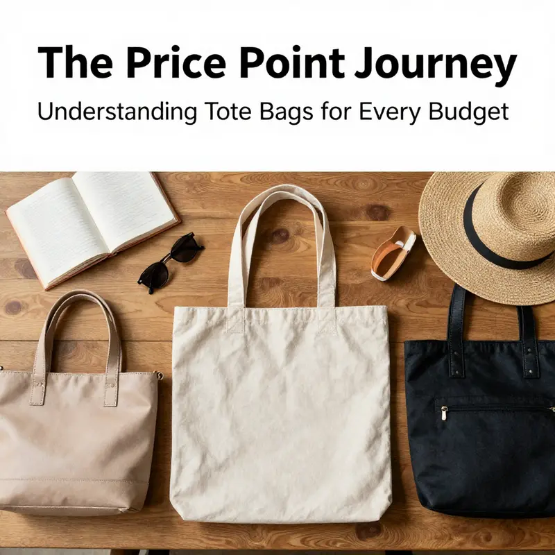 A collection of budget-friendly tote bags displayed in a retail shop.