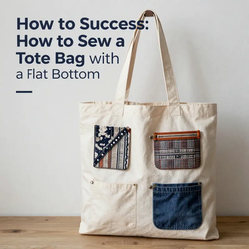 Essential materials for sewing a tote bag with a flat bottom.