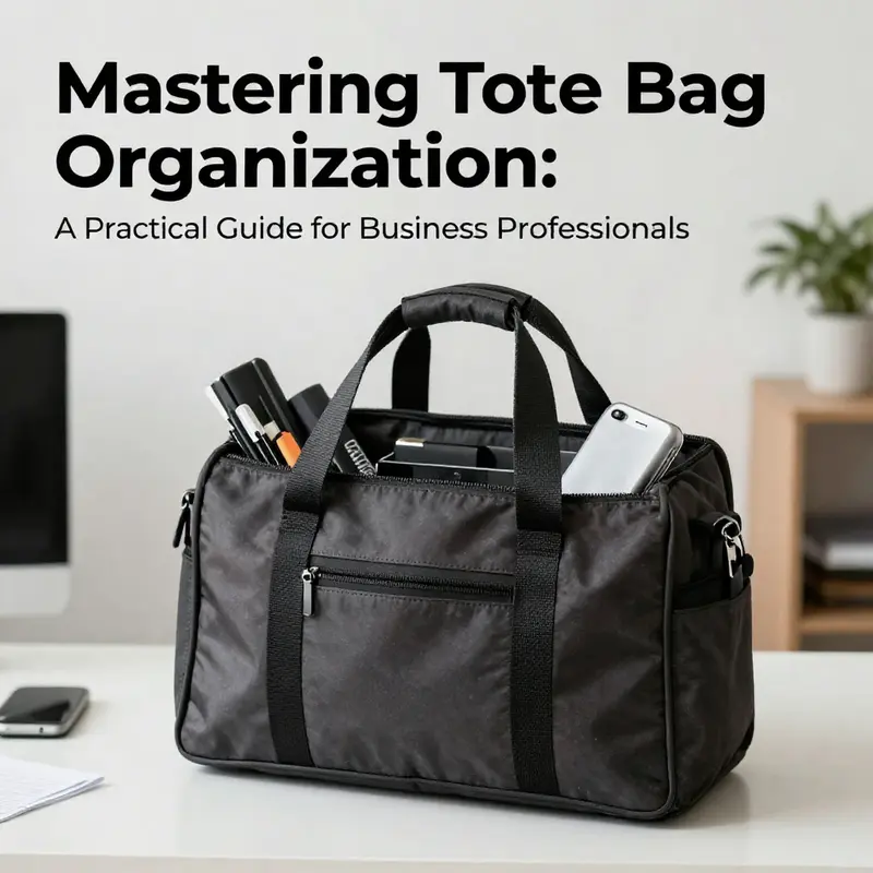 A tote bag organized with essential business items, symbolizing efficiency and style.