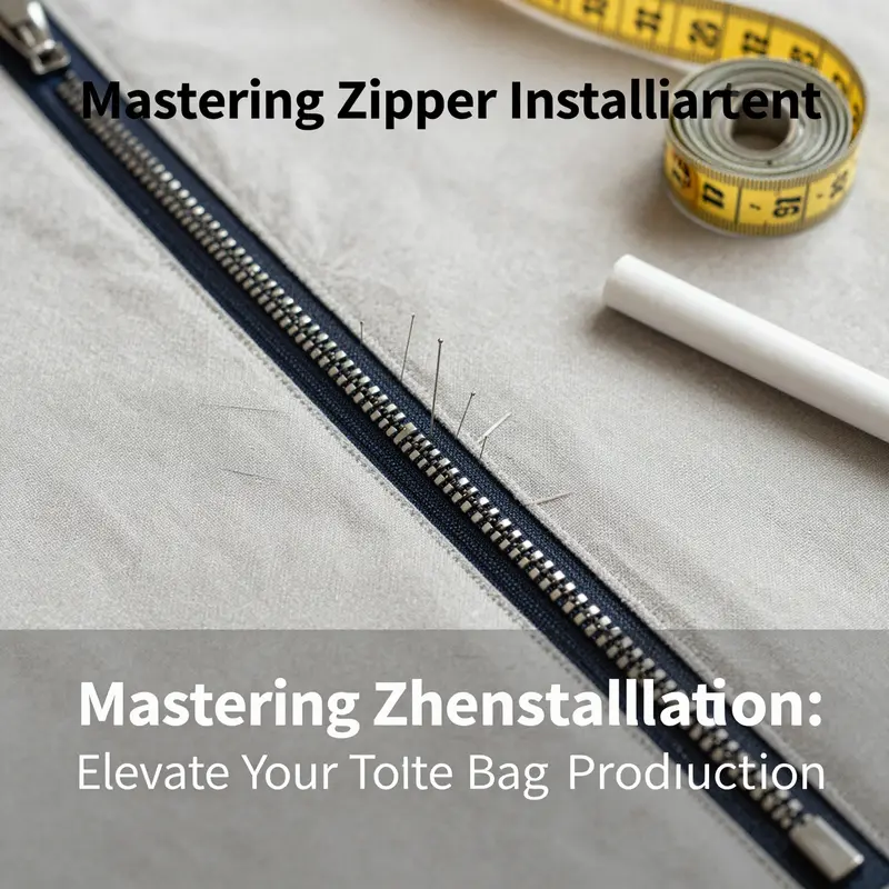 Essential materials laid out for sewing zippers on tote bags, showcasing the preparation phase.