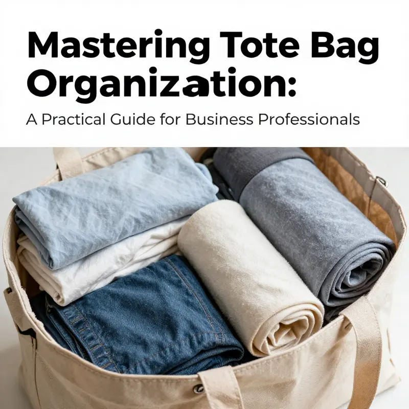 Defined zones within a tote bag enable organized storage by category.