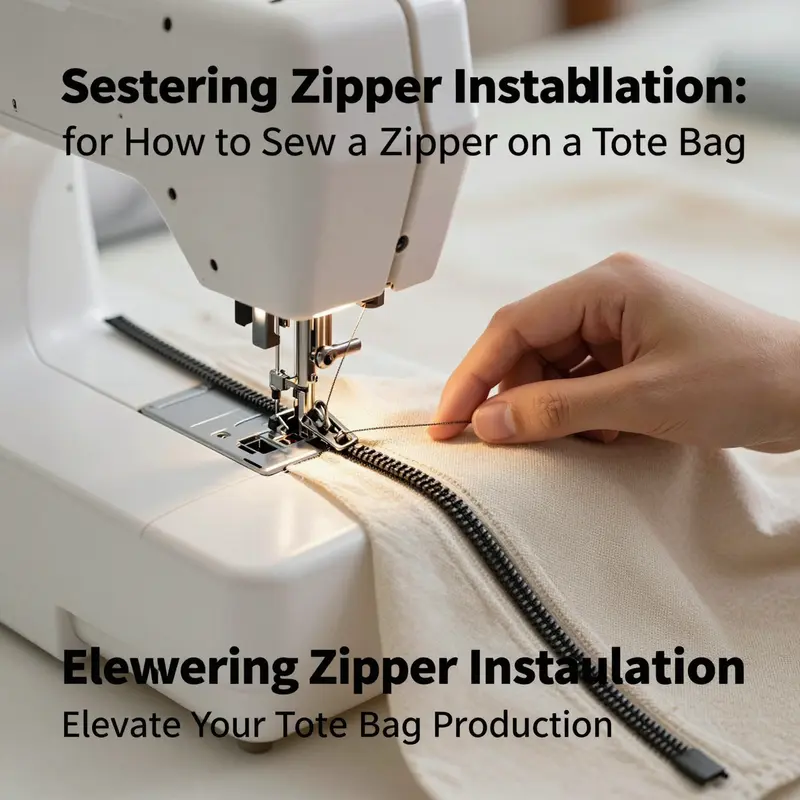 Essential materials laid out for sewing zippers on tote bags, showcasing the preparation phase.