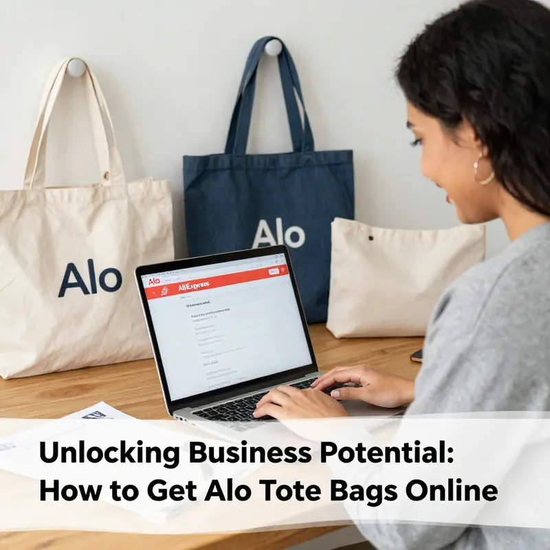 Step-by-step navigation on AliExpress for purchasing Alo tote bags.
