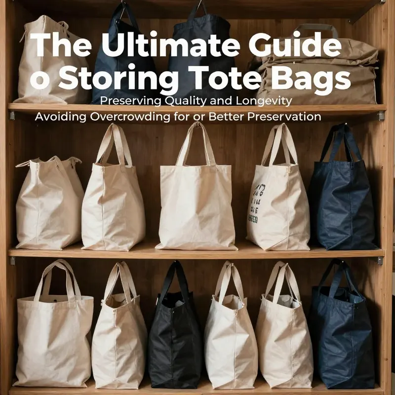Tote bags properly stuffed with acid-free paper to maintain their shape and structure during storage.