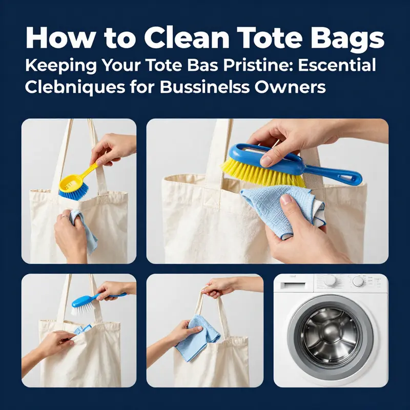 Different fabric types of tote bags that require tailored cleaning methods.