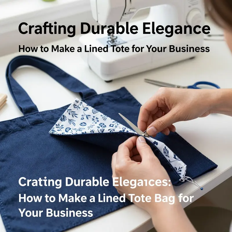 Hands carefully cutting and preparing fabric pieces for constructing a lined tote bag.