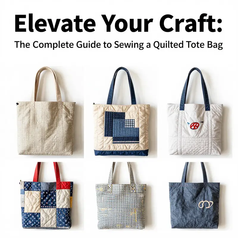 Essential materials and tools for sewing a quilted tote bag.