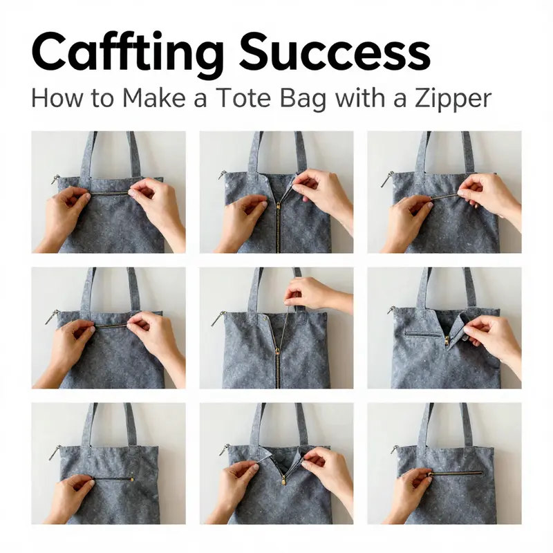 An organized workspace set up for making tote bags with various materials ready for crafting.