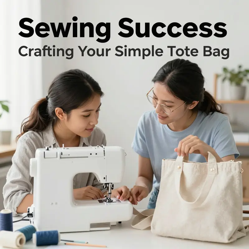 Essential materials required for sewing a simple tote bag.