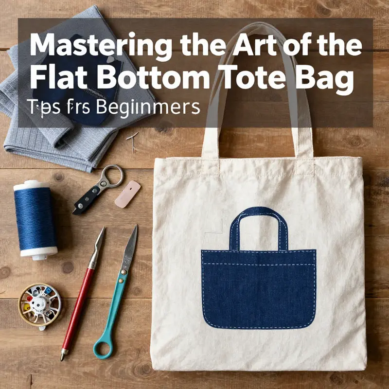 An array of essential materials for sewing a flat bottom tote bag.