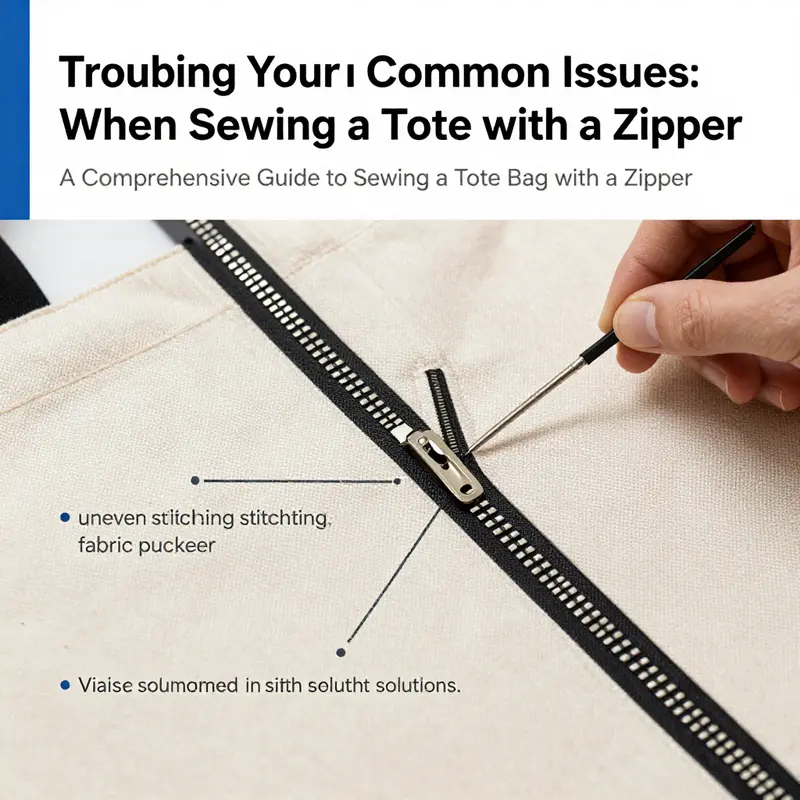 Essential materials and tools for sewing a tote bag with zipper.