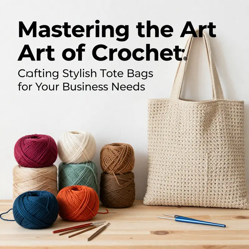 A variety of yarns and crochet hooks ready for crafting tote bags.