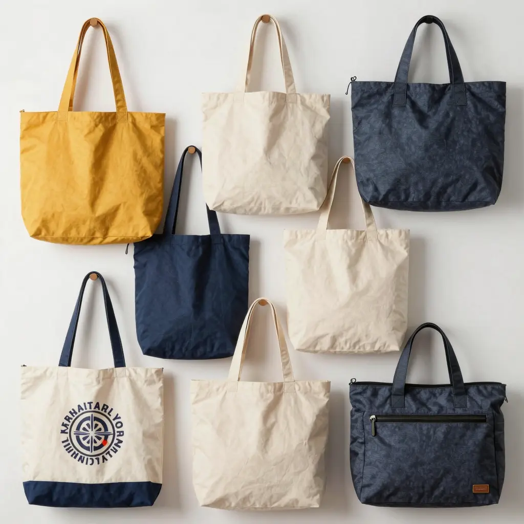 A variety of tote bags showcasing different styles and uses