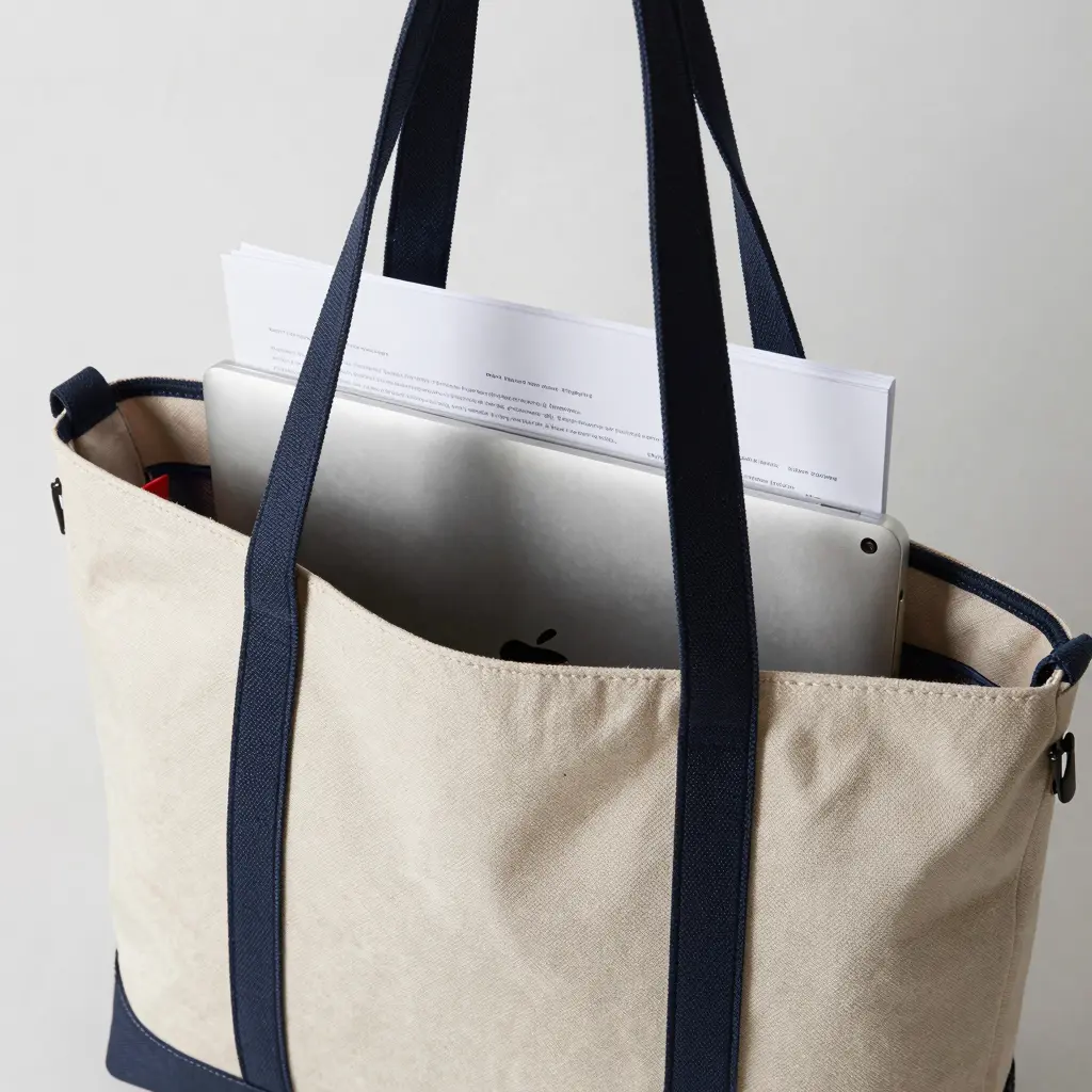 Organized tote bag for airline travel